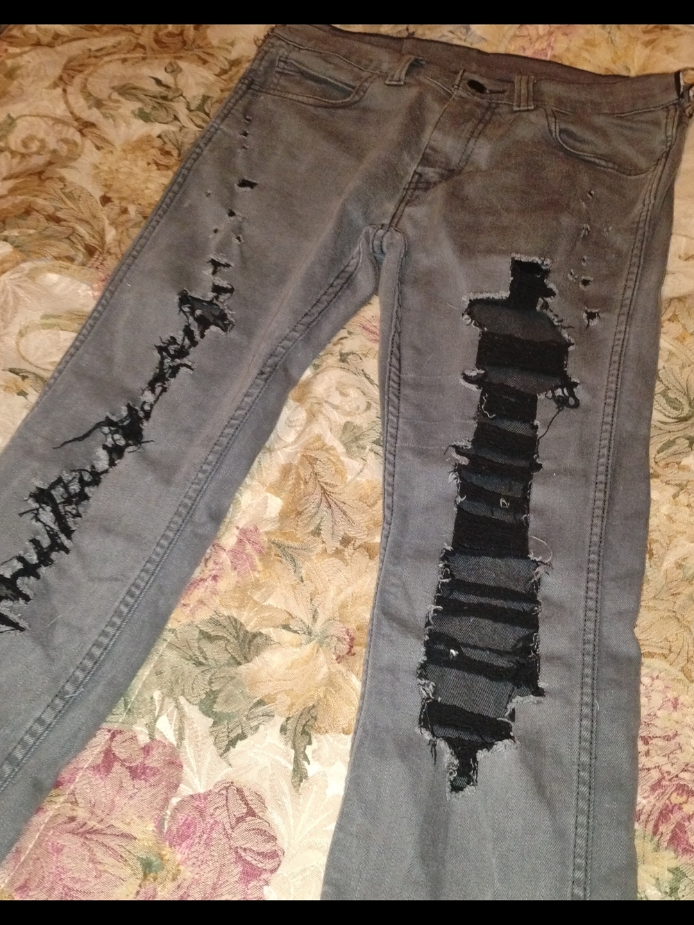 Levi's 511 Black / Gray Ripped Skinny Jeans with Black Stitch Details